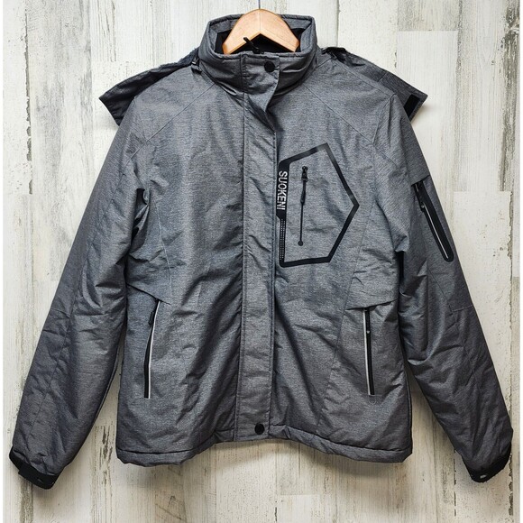 Suokeni Coat Women M Gray Fleece Lined Hood Waterproof  Breathable Winter Jacket - Picture 1 of 12